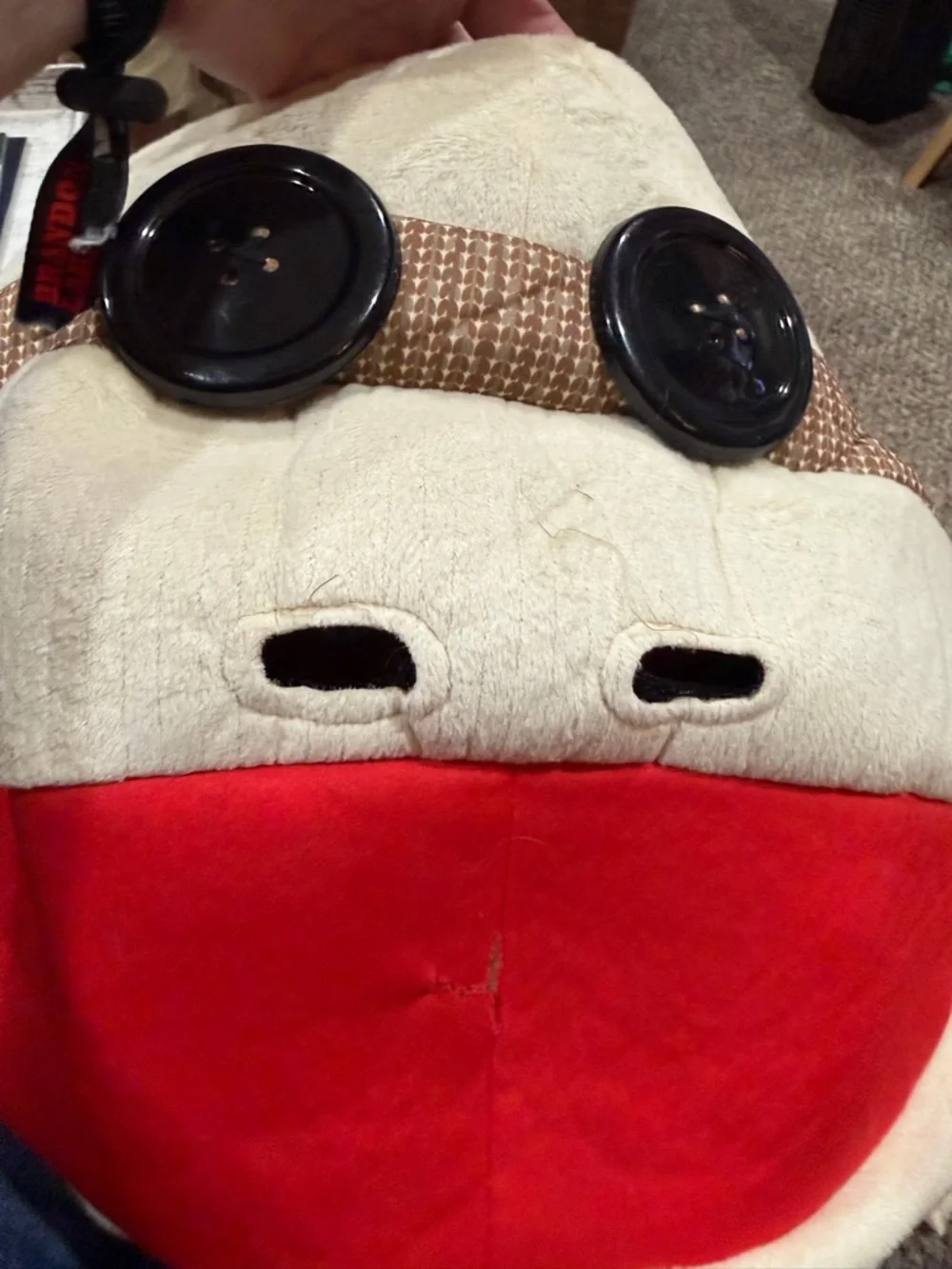 Halloween Mask, sock monkey with Large Button Eyes